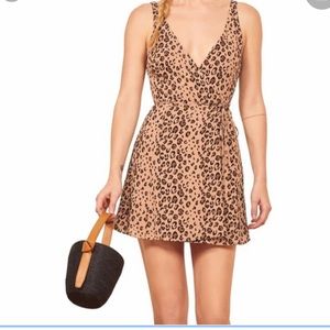 Reformation Anchorage Leopard Wrap Dress